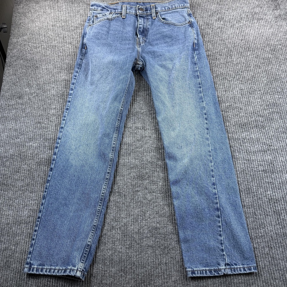 Levis 505 Jeans Mens 30x30 Light Wash Blue Straight Leg Stretch Denim Casual